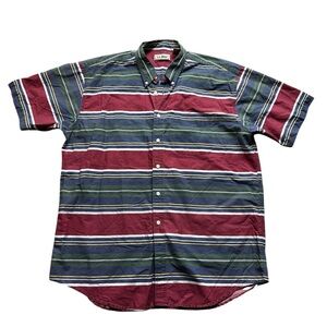 Vintage L.L. Bean Men’s XL striped button down shirt short sleeve oversized